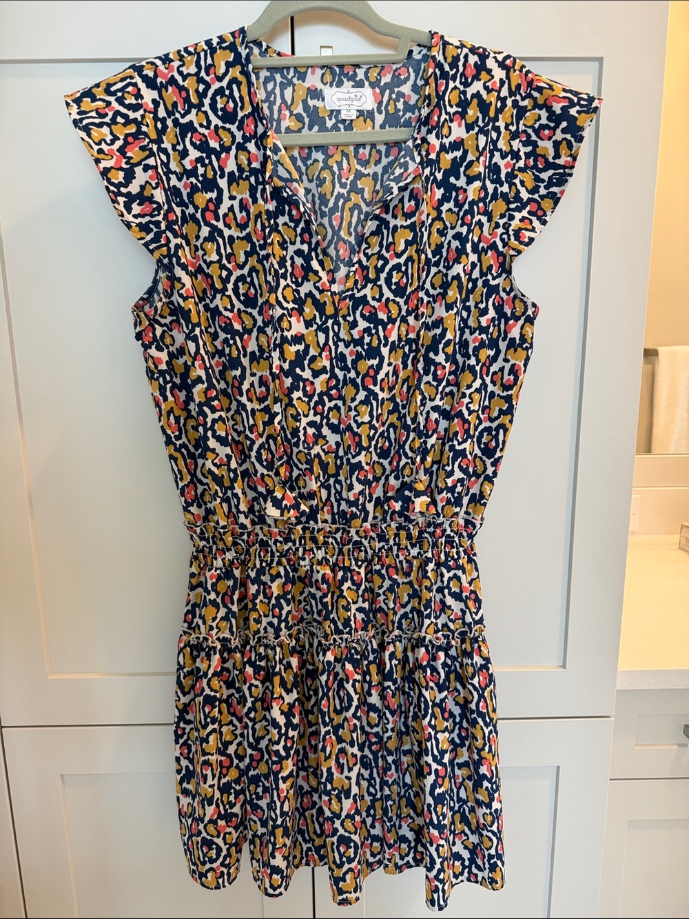 Mudpie Navy, Mustard & Coral Leopard Print Dress